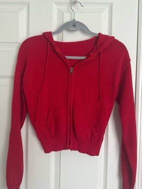 PacSun Red Zip-Up Hooded Sweater